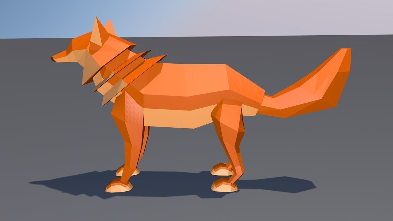 Lowpoly Wolf polygonal fox 3D model_4