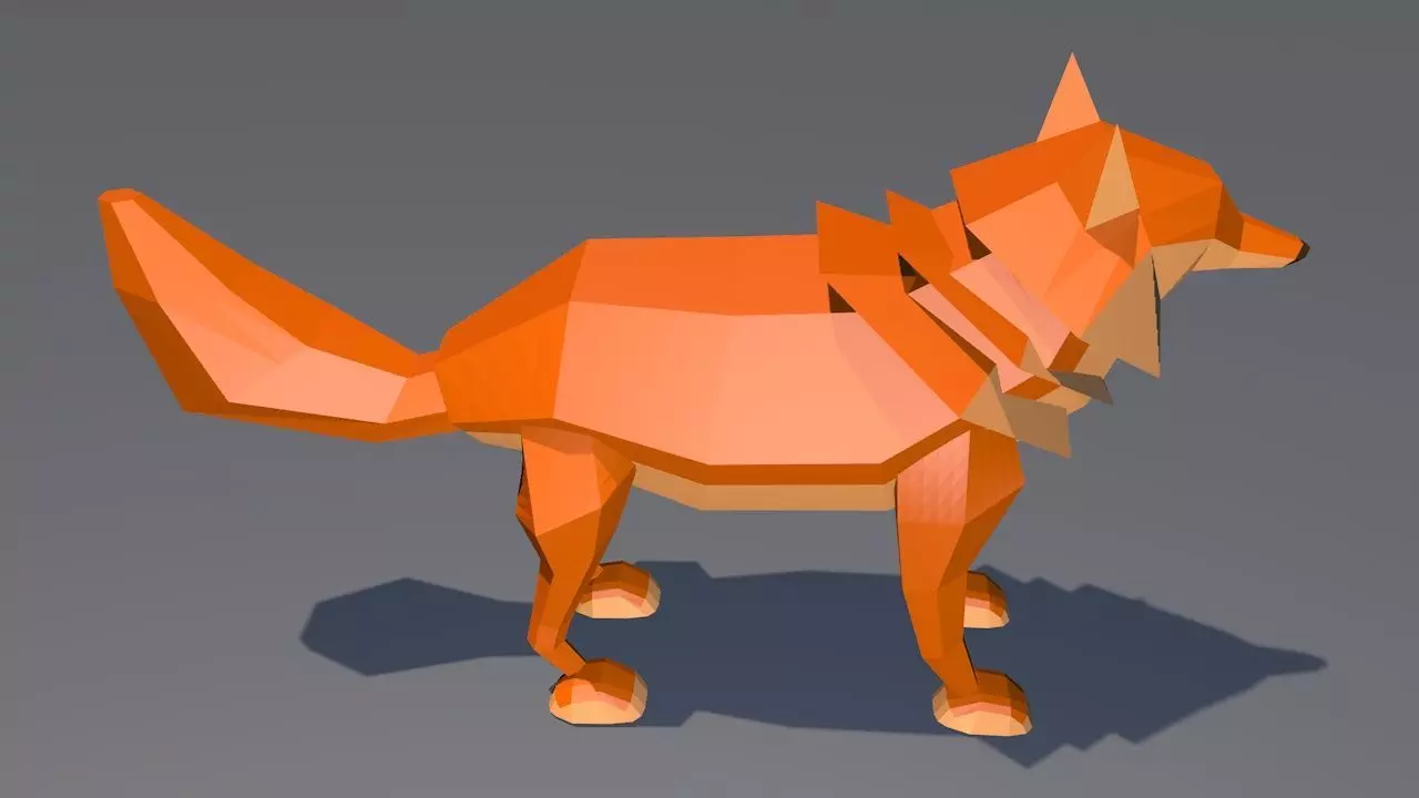 Lowpoly Wolf polygonal fox 3D model_0