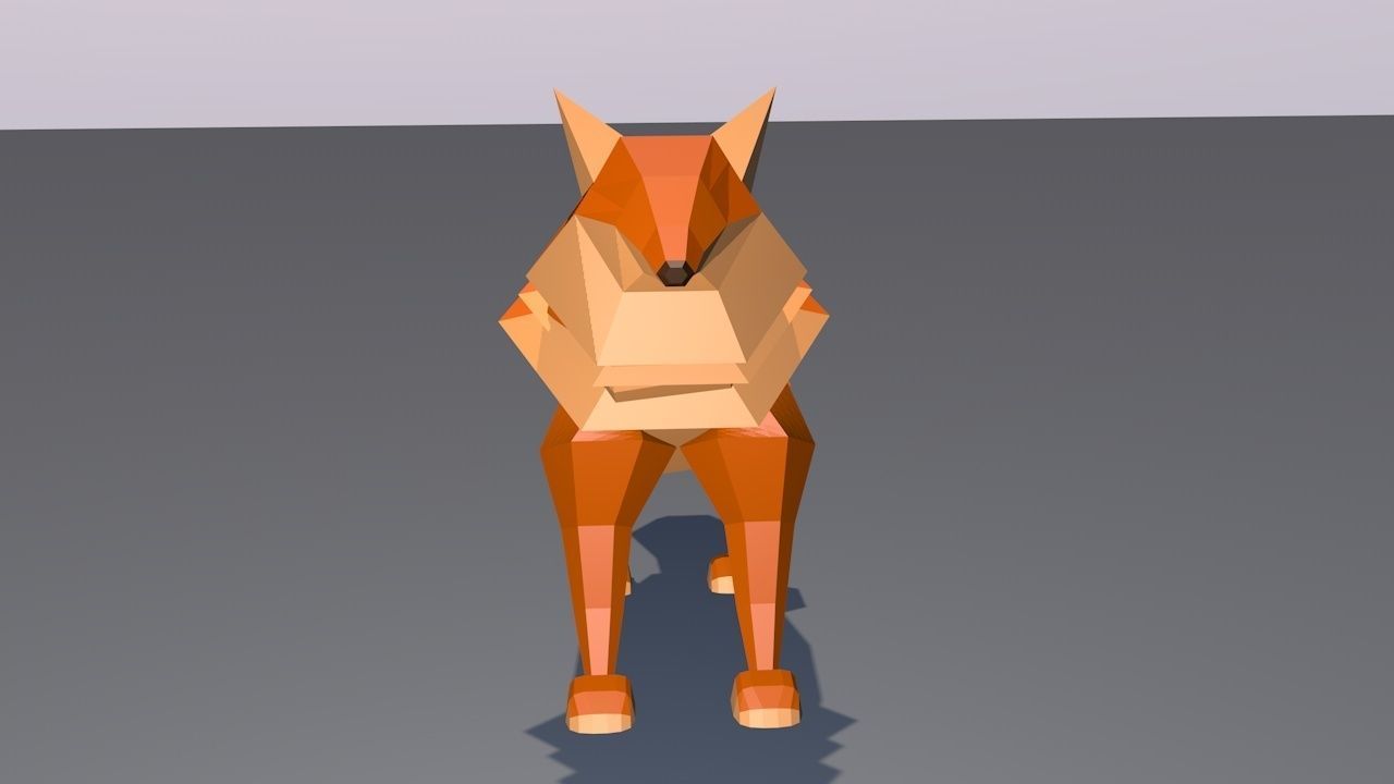 Lowpoly Wolf polygonal fox 3D model_2