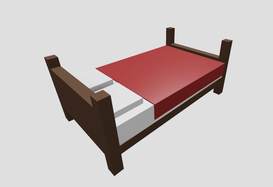 Low Poly Bed Low-poly 3D model_1