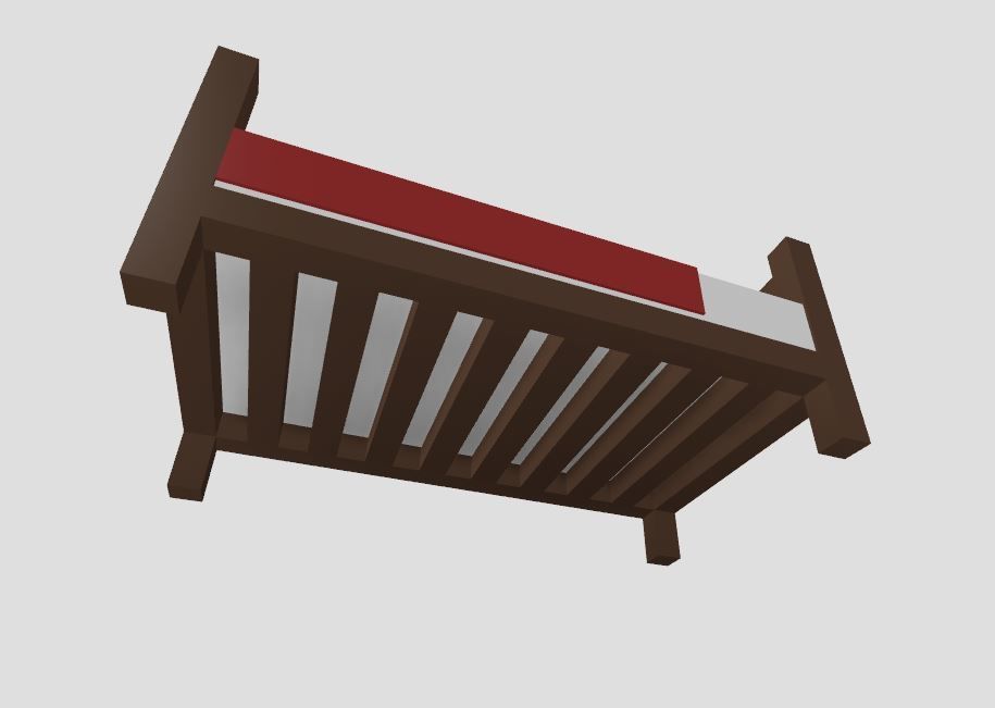 Low Poly Bed Low-poly 3D model_2