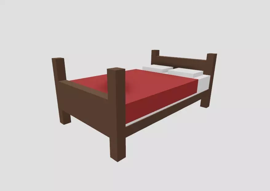 Low Poly Bed Low-poly 3D model_0
