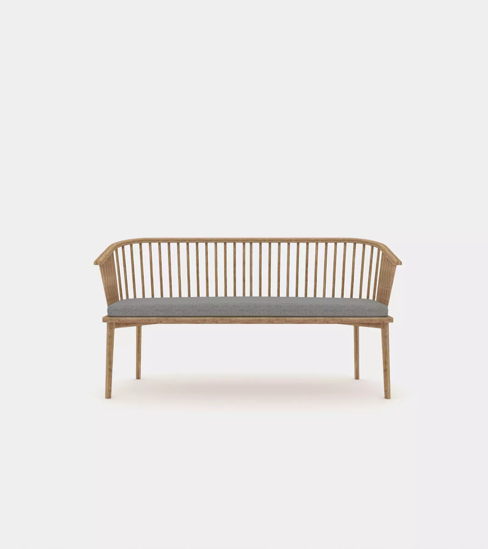 Classic wood bench with struts 3D model_0