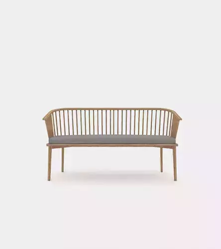 Classic wood bench with struts 3D model