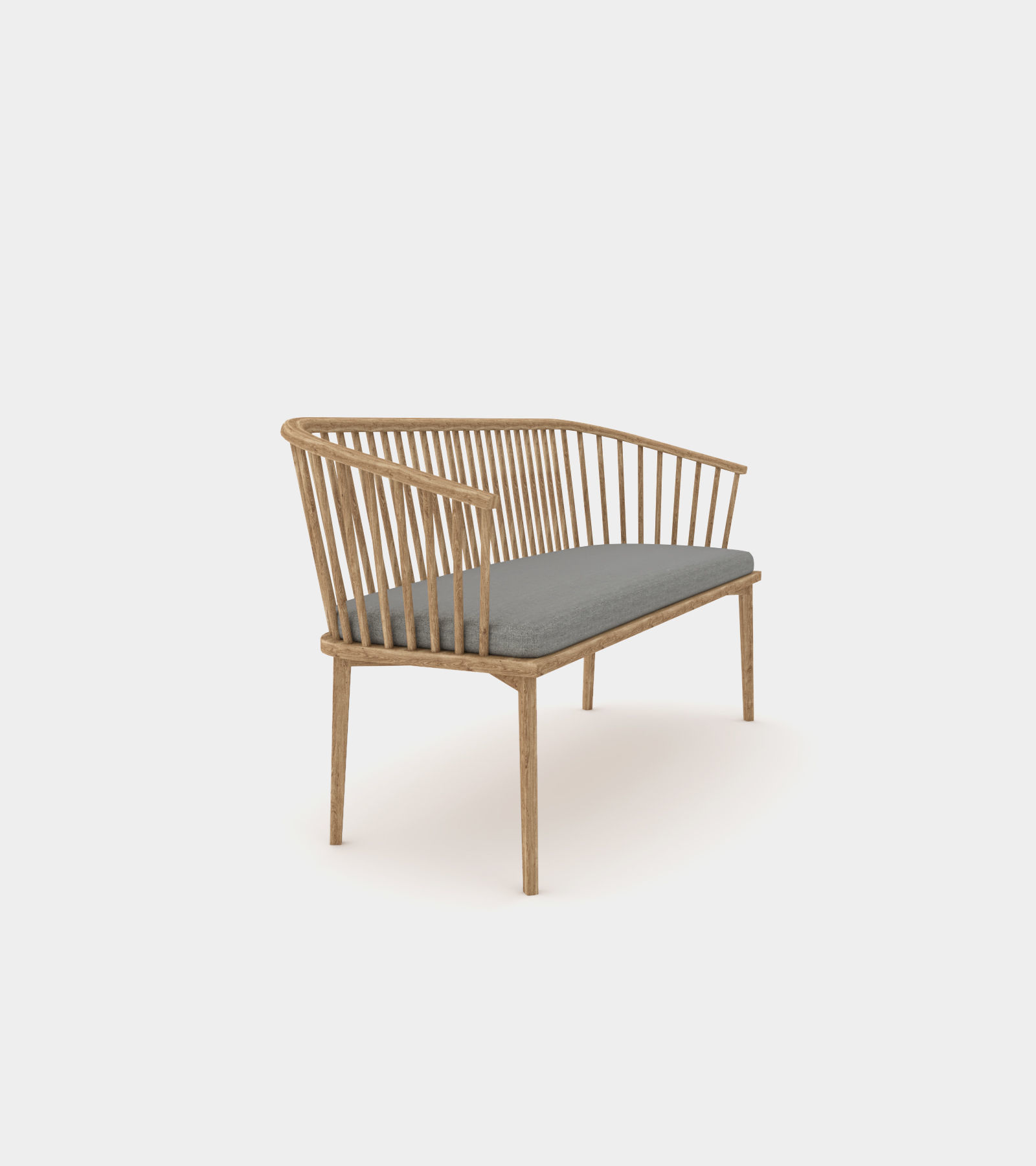 Classic wood bench with struts 3D model_1