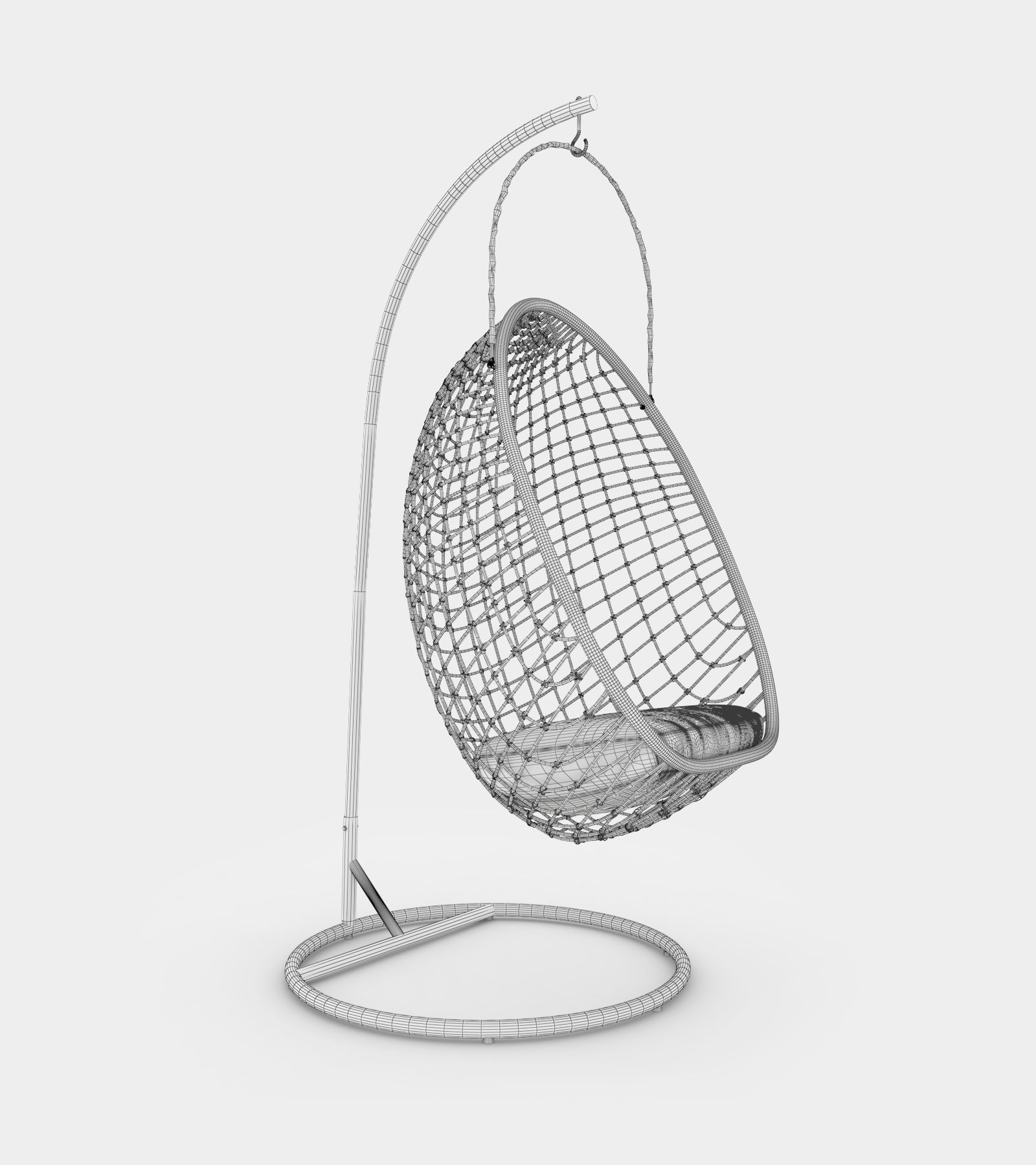 Chillout rattan hanging chair 3D model_3