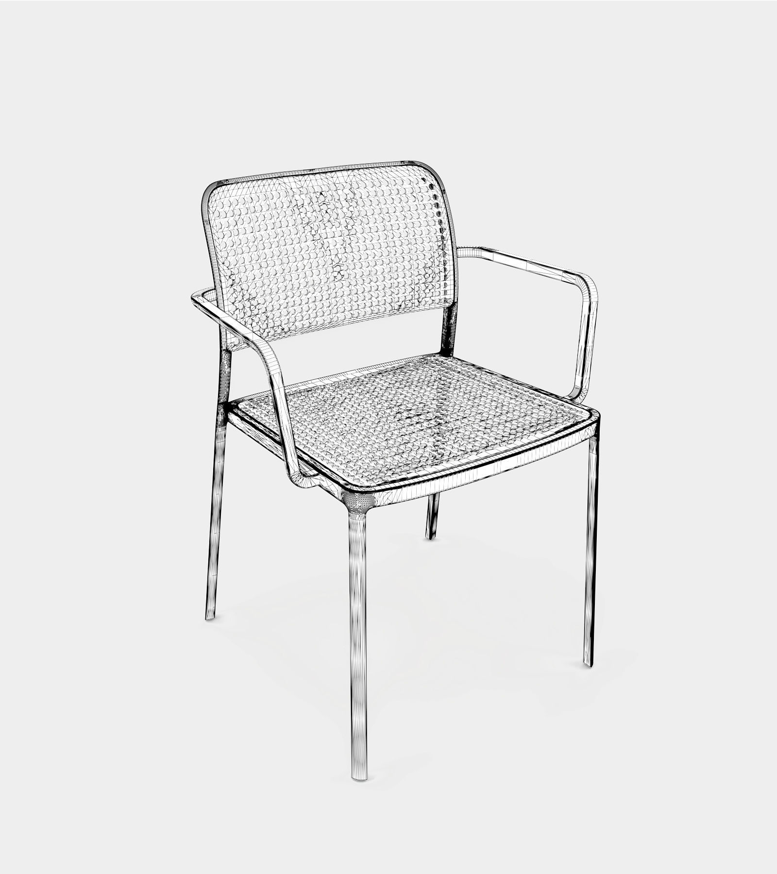 Aluminium armchair for interior and exterior 3D model_2