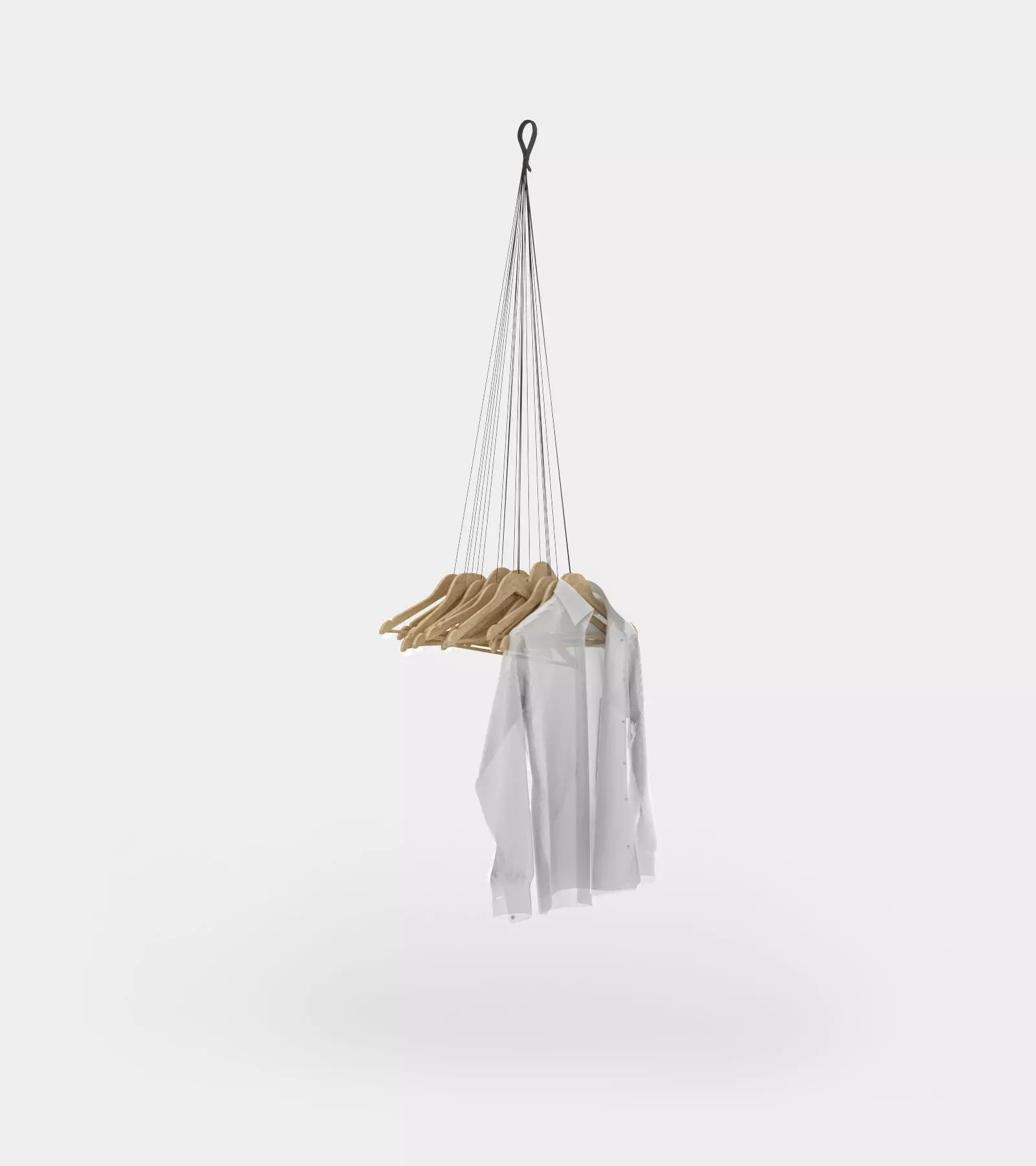 Hanging coat rack with hangers 3D model_0