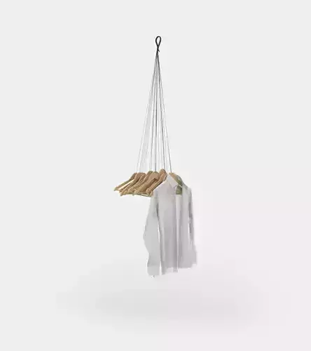 Hanging coat rack with hangers