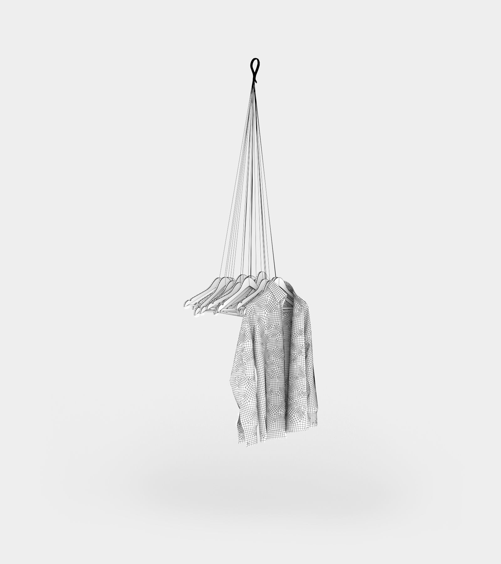 Hanging coat rack with hangers 3D model_3