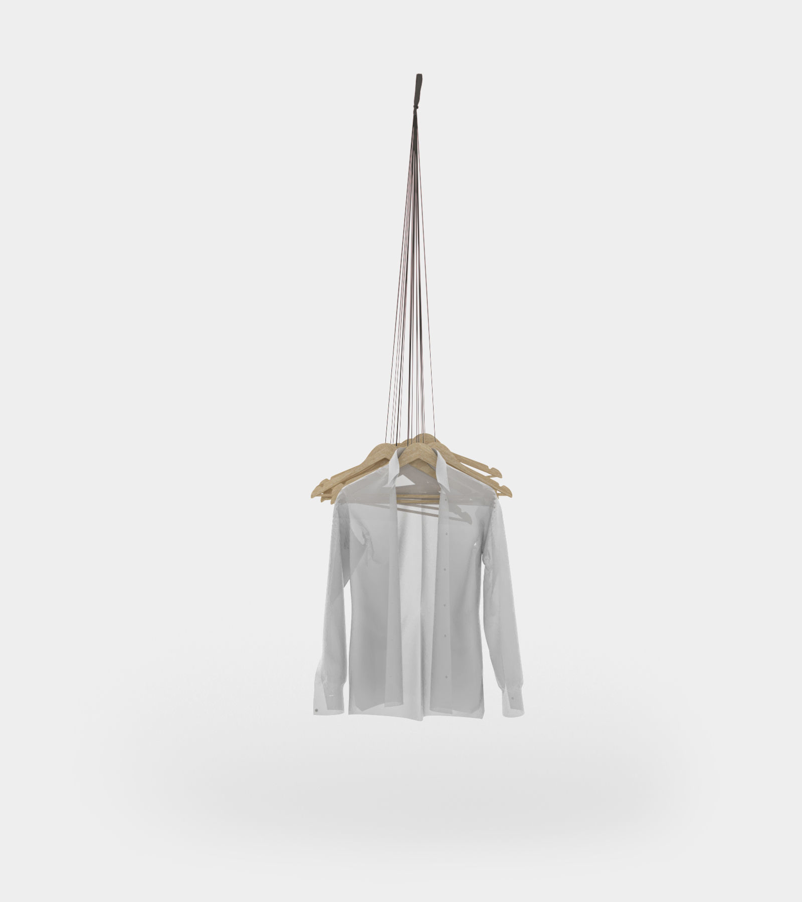 Hanging coat rack with hangers 3D model_1
