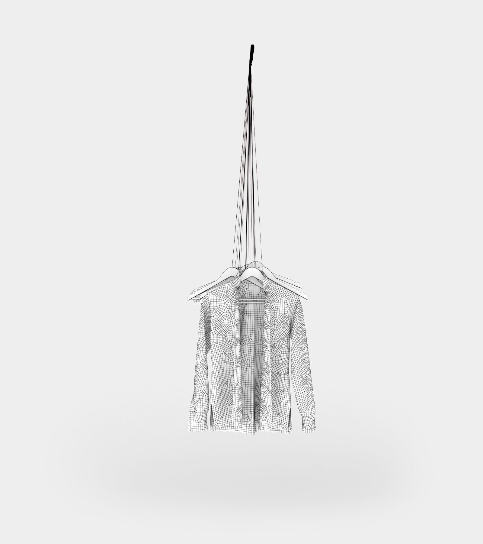 Hanging coat rack with hangers 3D model_2