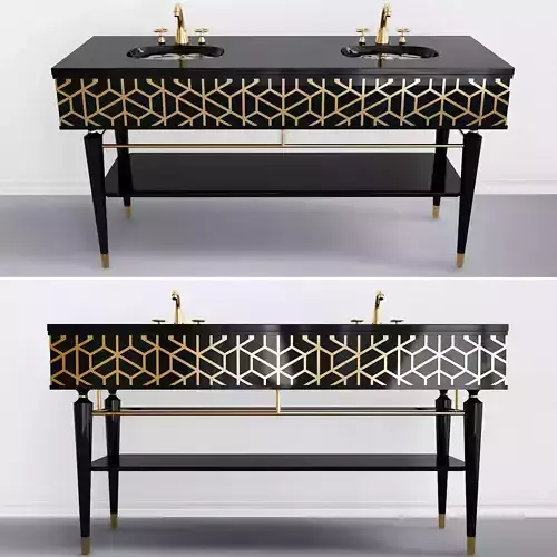 Bathroom vanity with two sinks