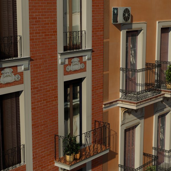 European City Block 03 Low-poly 3D model_16