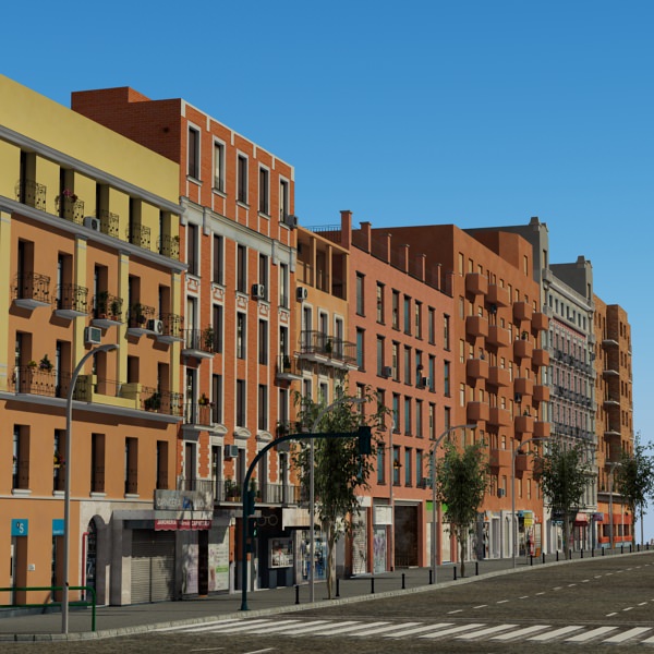 European City Block 03 Low-poly 3D model_4