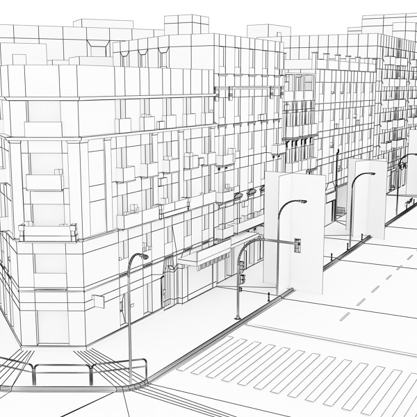 European City Block 03 Low-poly 3D model_28