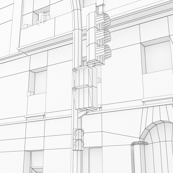 European City Block 03 Low-poly 3D model_30