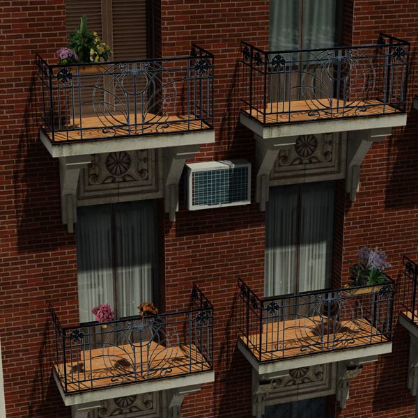 European City Block 03 Low-poly 3D model_19