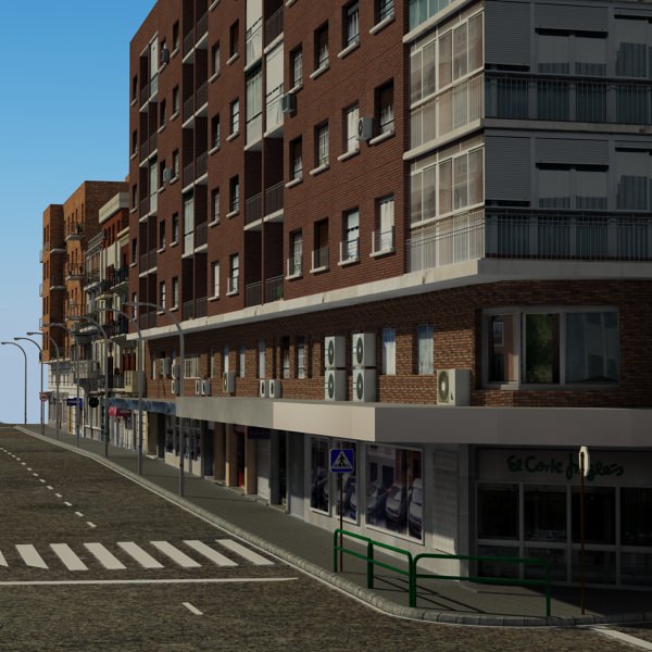 European City Block 03 Low-poly 3D model_7