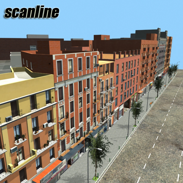 European City Block 03 Low-poly 3D model_25
