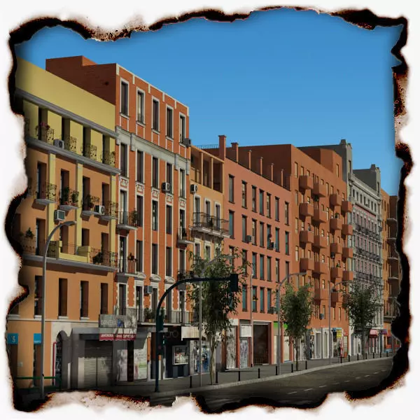 European City Block 03 Low-poly 3D model_0