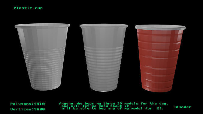 Plastic cup Low-poly 3D model