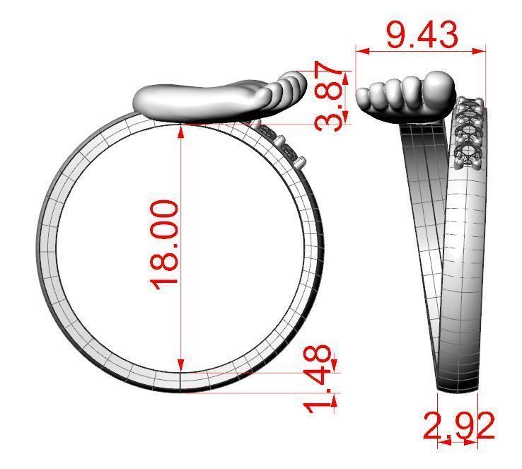 Baby foot ring 3D print model_9
