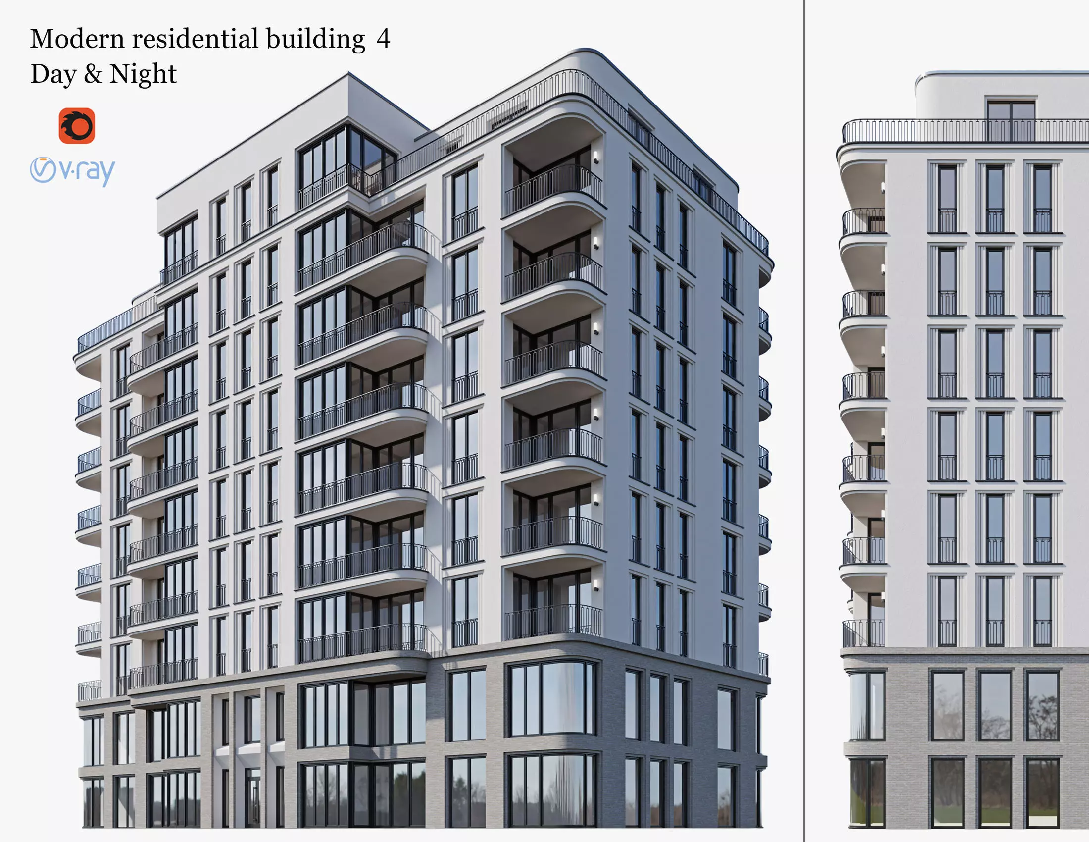 Modern residential building 4 3D model_0