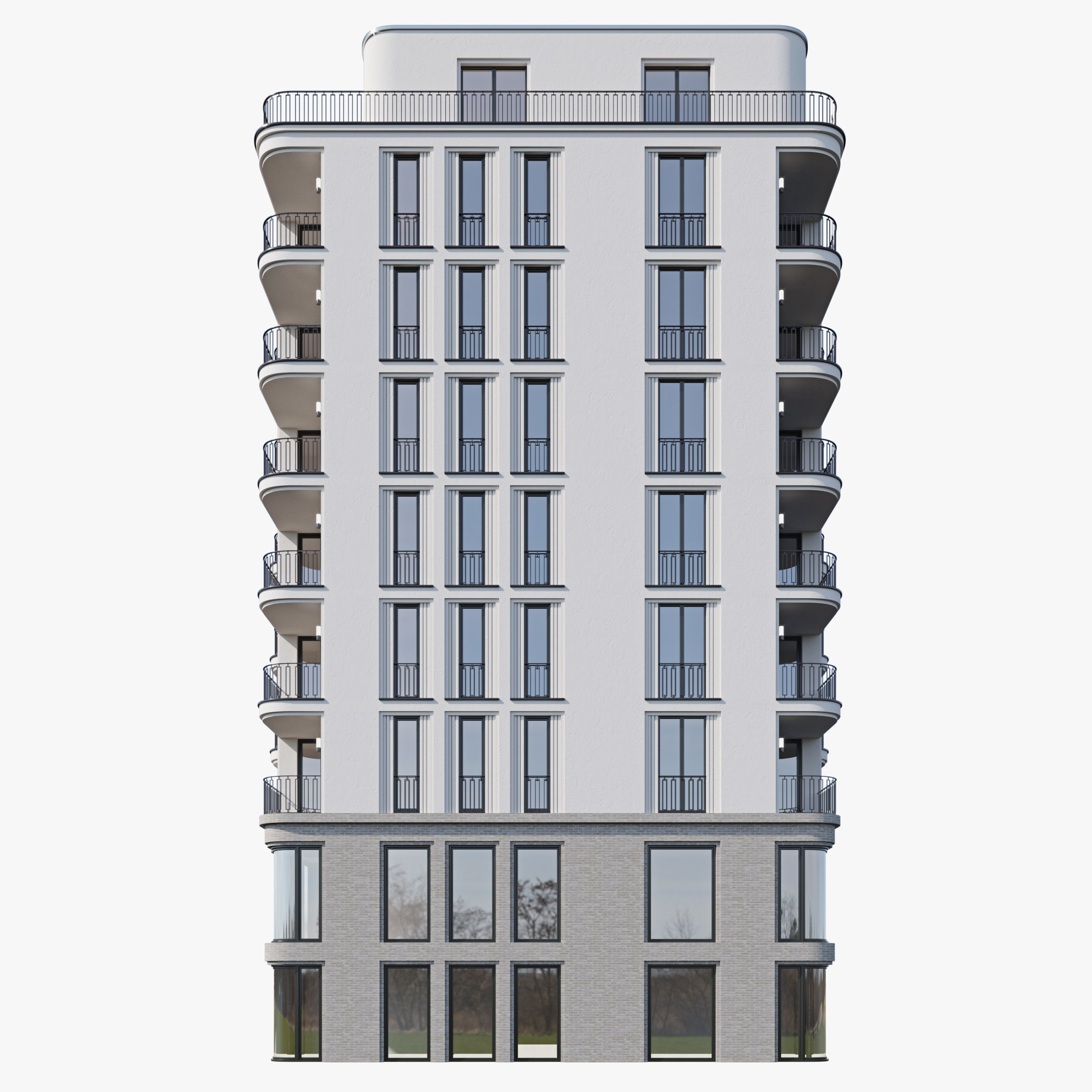 Modern residential building 4 3D model_2