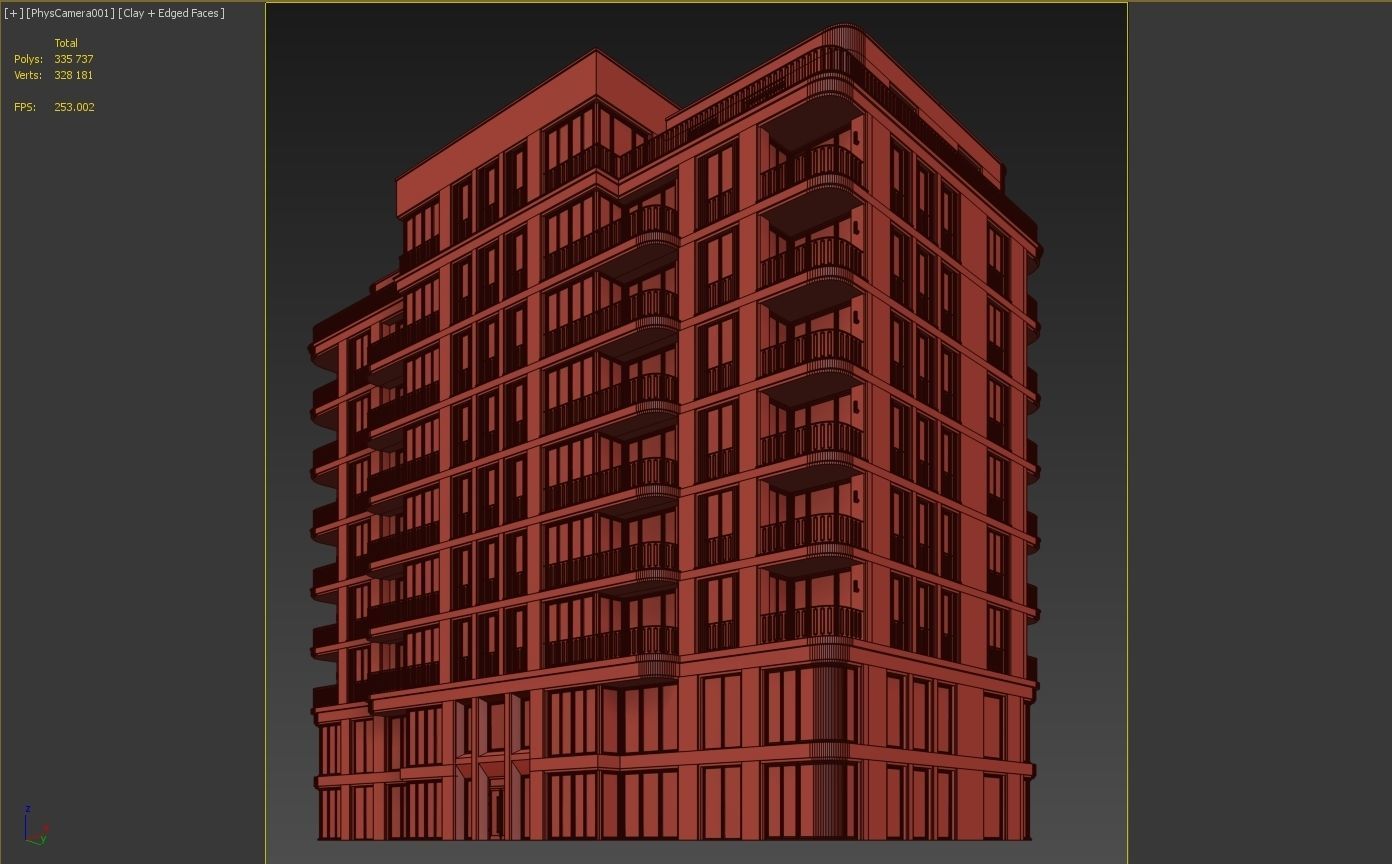 Modern residential building 4 3D model_14