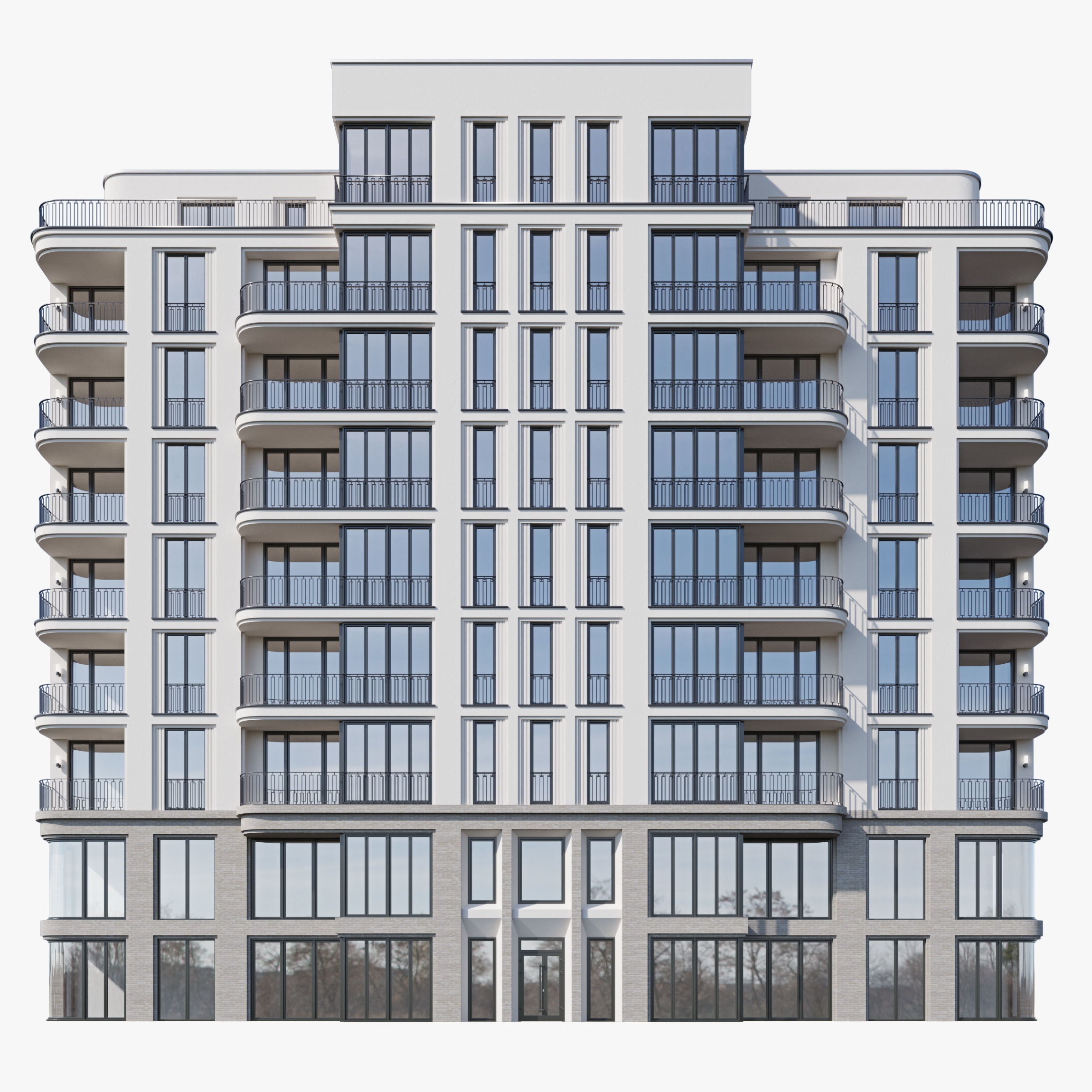 Modern residential building 4 3D model_4