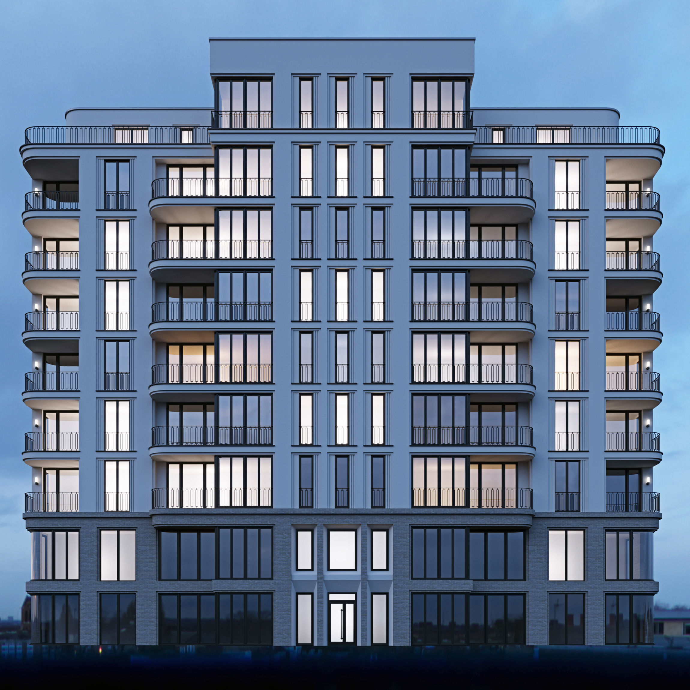 Modern residential building 4 3D model_5