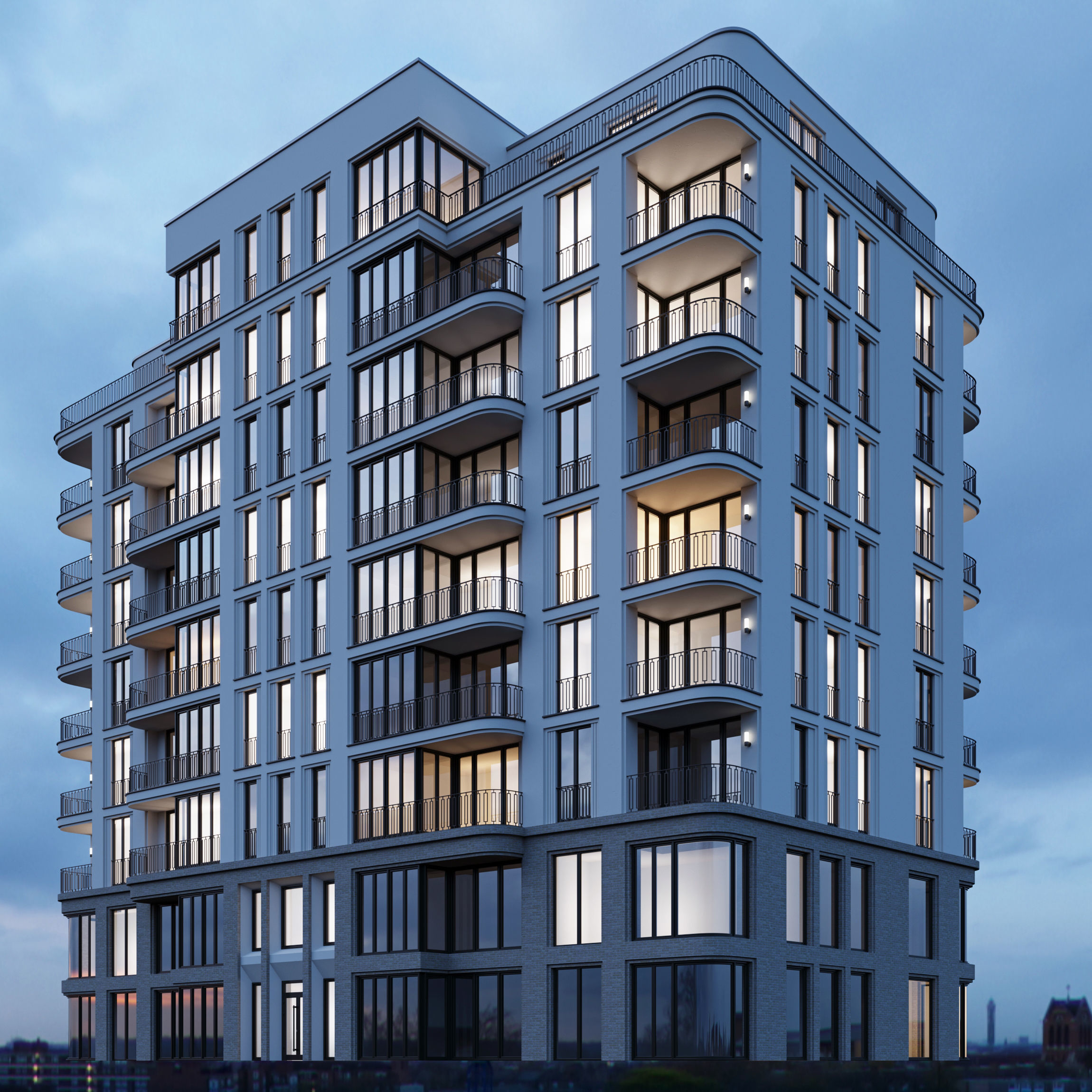 Modern residential building 4 3D model_1