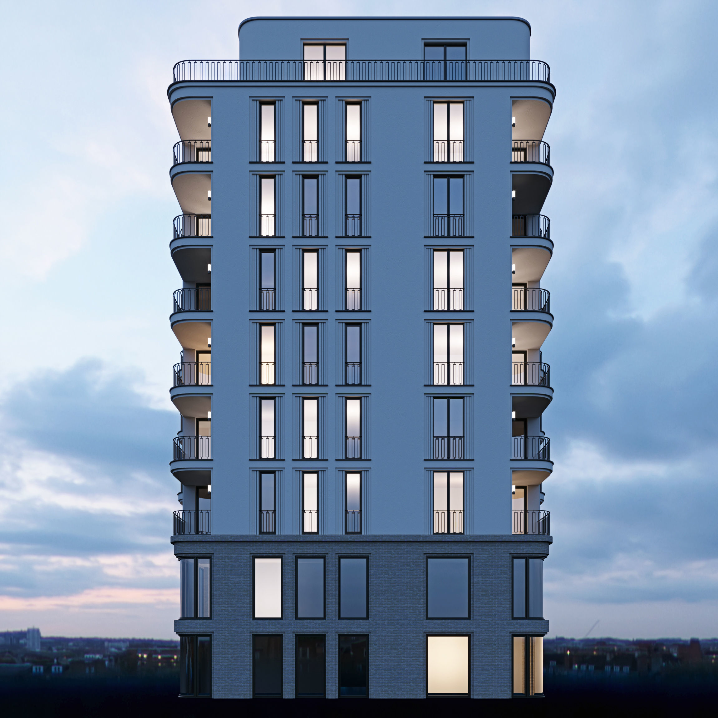 Modern residential building 4 3D model_3