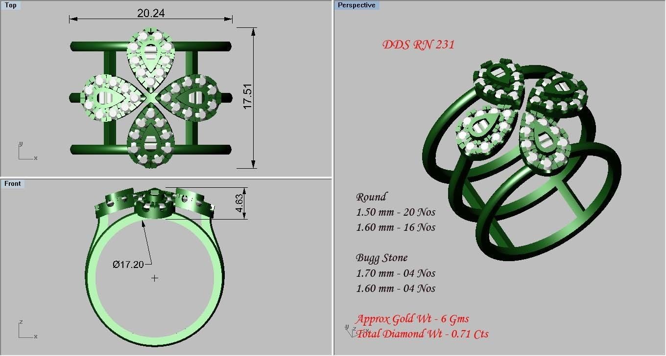 50 Bulk cocktail antique women ring 3dm stl print 3D print model_41