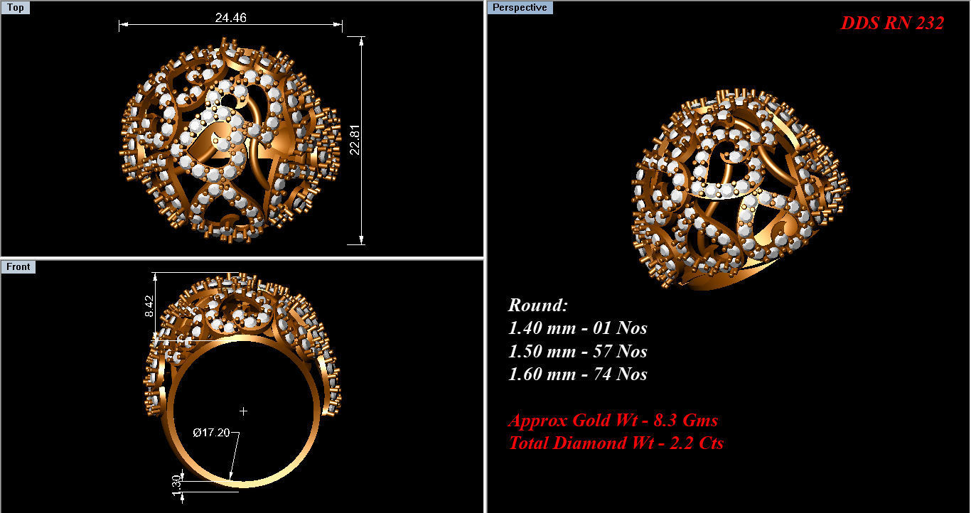 50 Bulk cocktail antique women ring 3dm stl print 3D print model_61