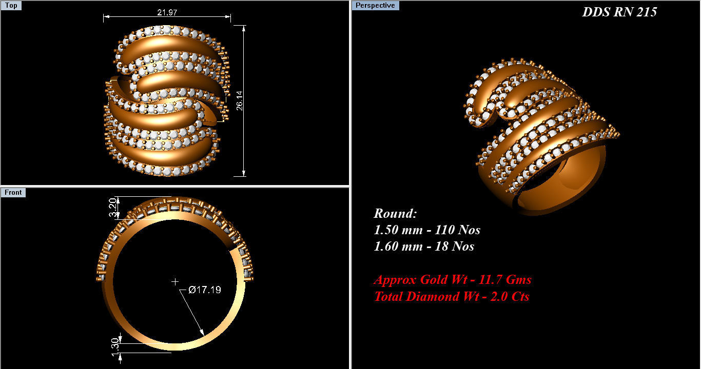 50 Bulk cocktail antique women ring 3dm stl print 3D print model_55