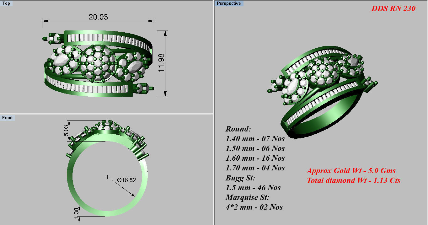 50 Bulk cocktail antique women ring 3dm stl print 3D print model_52