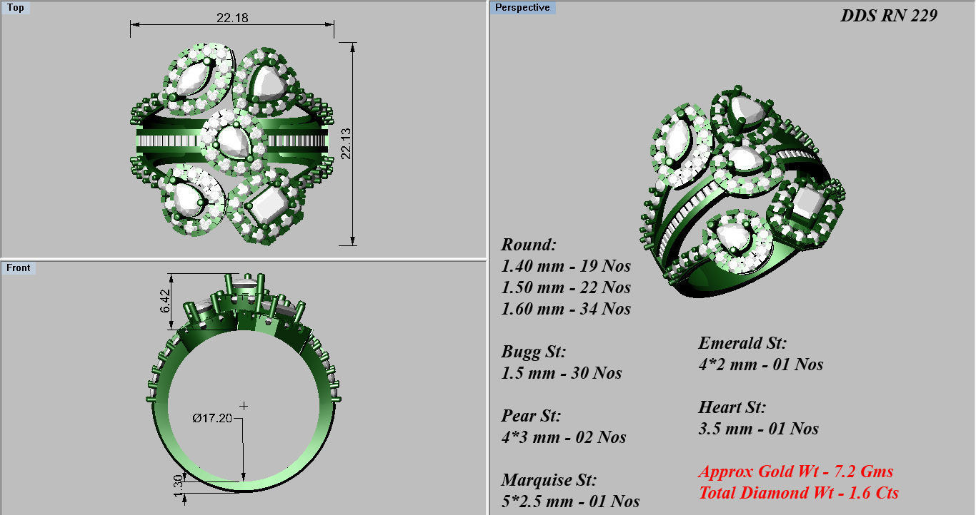 50 Bulk cocktail antique women ring 3dm stl print 3D print model_53