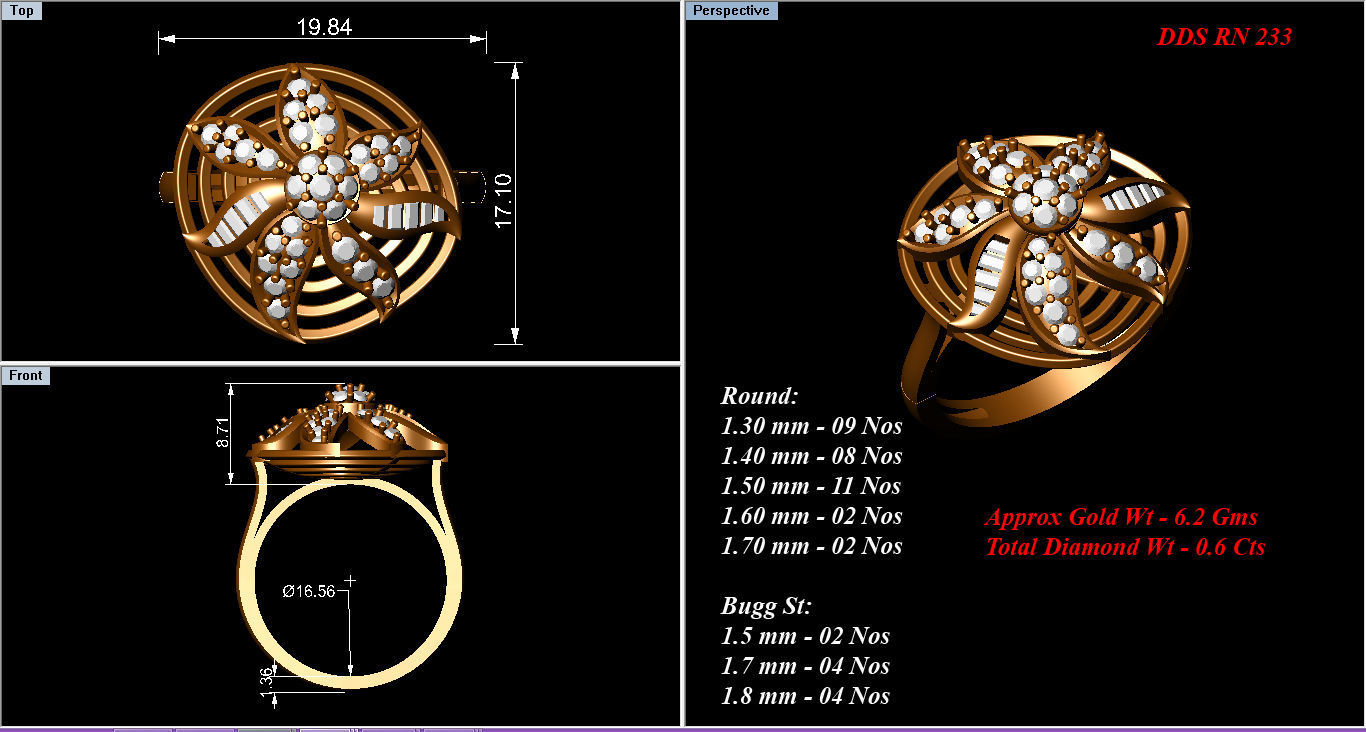 50 Bulk cocktail antique women ring 3dm stl print 3D print model_57