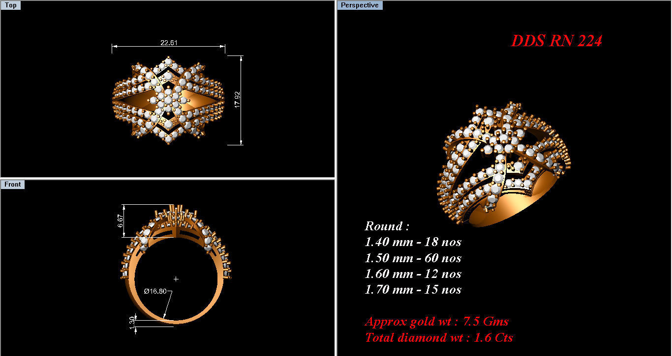 50 Bulk cocktail antique women ring 3dm stl print 3D print model_51