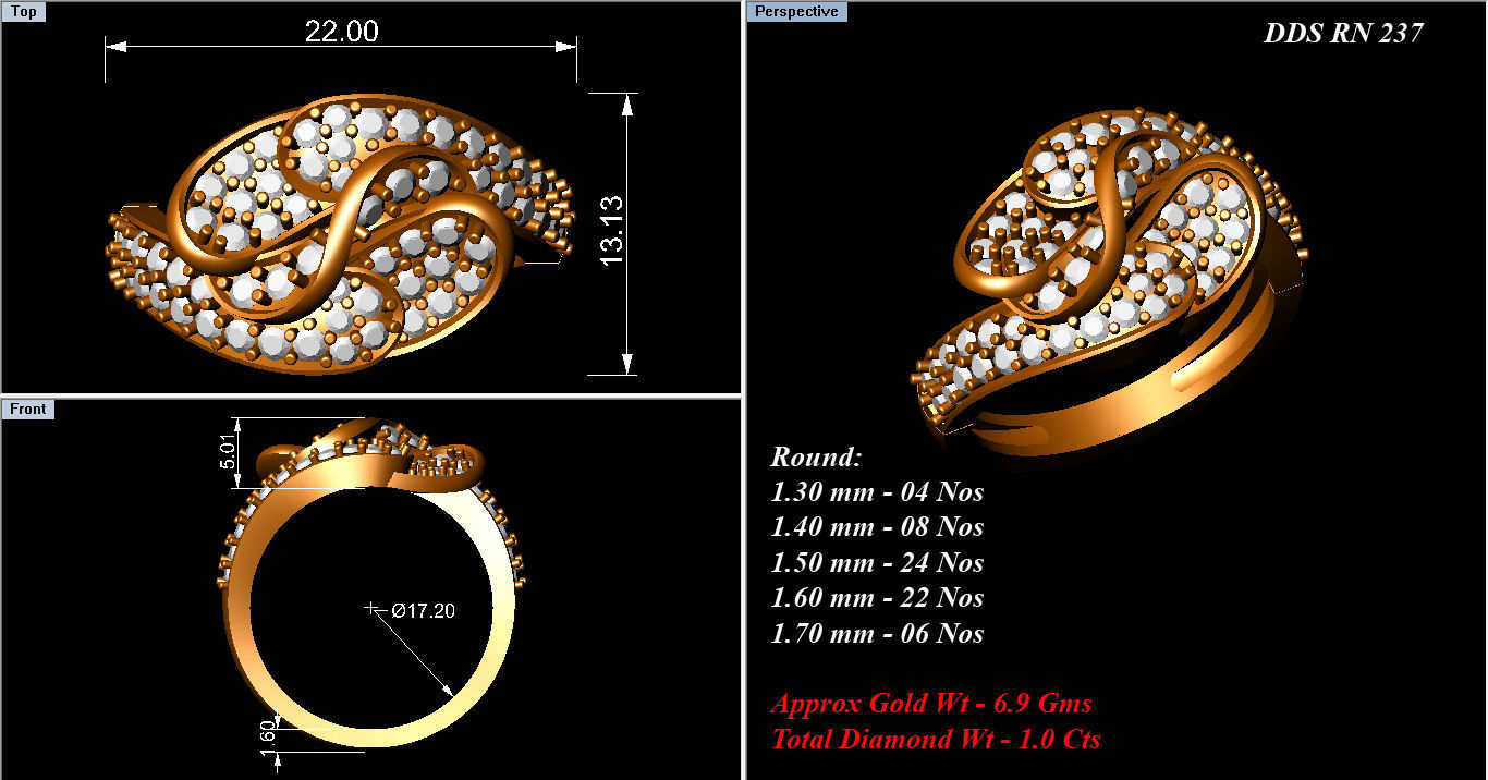 50 Bulk cocktail antique women ring 3dm stl print 3D print model_58