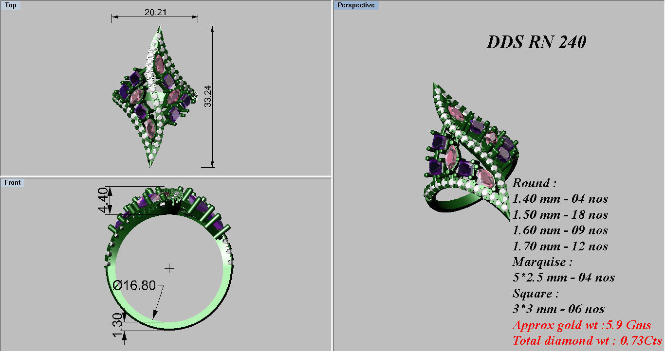 50 Bulk cocktail antique women ring 3dm stl print 3D print model_45