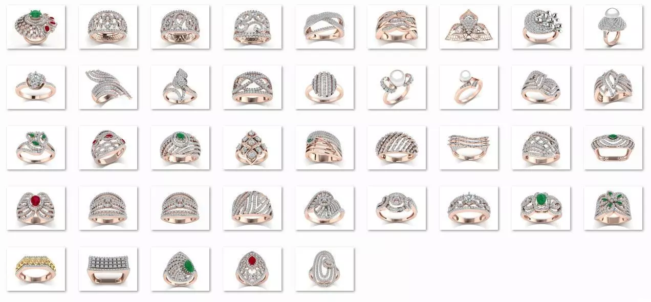 50 Bulk cocktail antique women ring 3dm stl print 3D print model_0