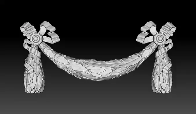 Festoon with laurel leaves and ribbons 3D model