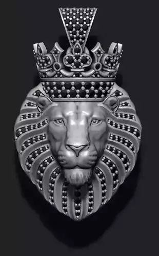 Lion pendant with diamonds and crown  016