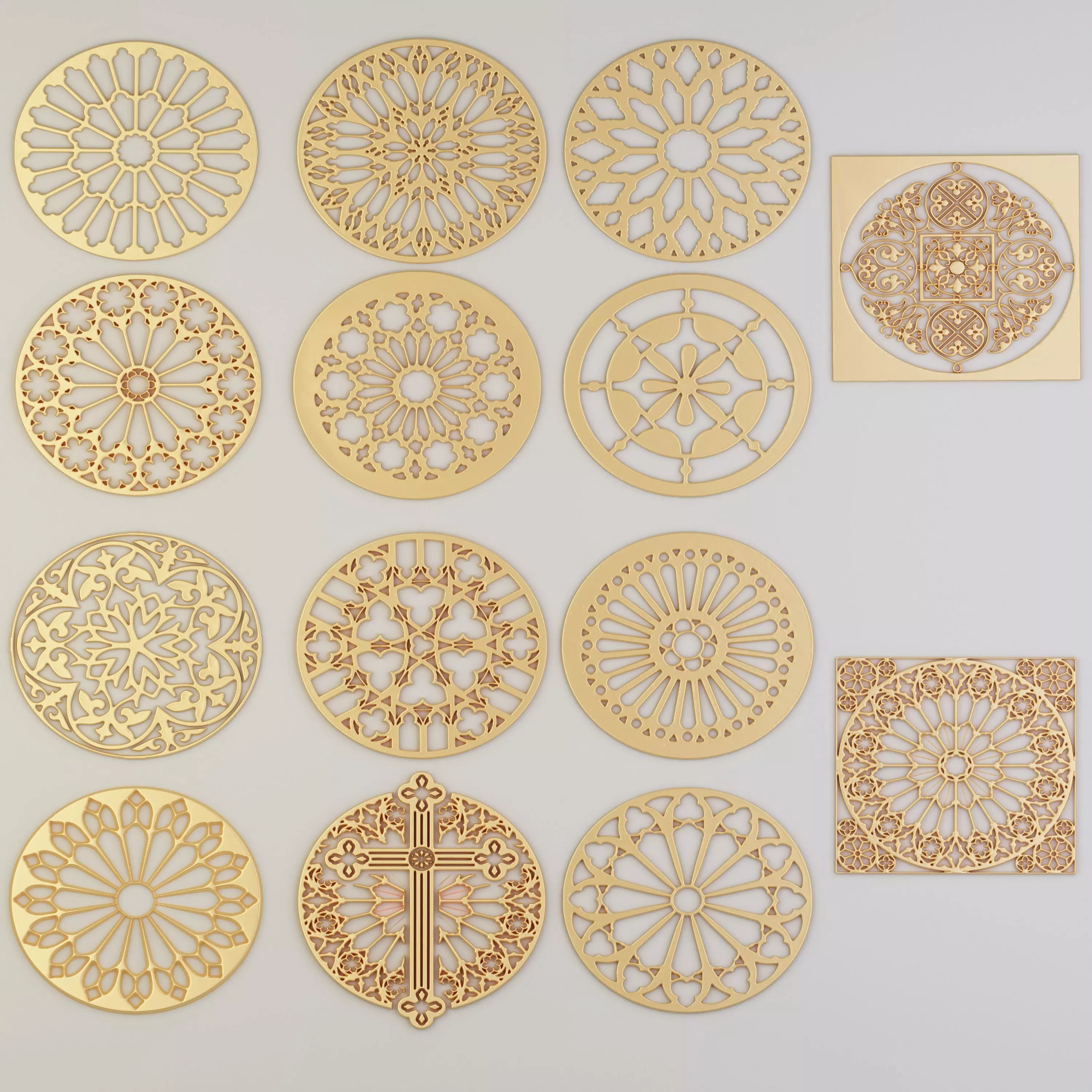 stained glass 14 pieces 3D model_0