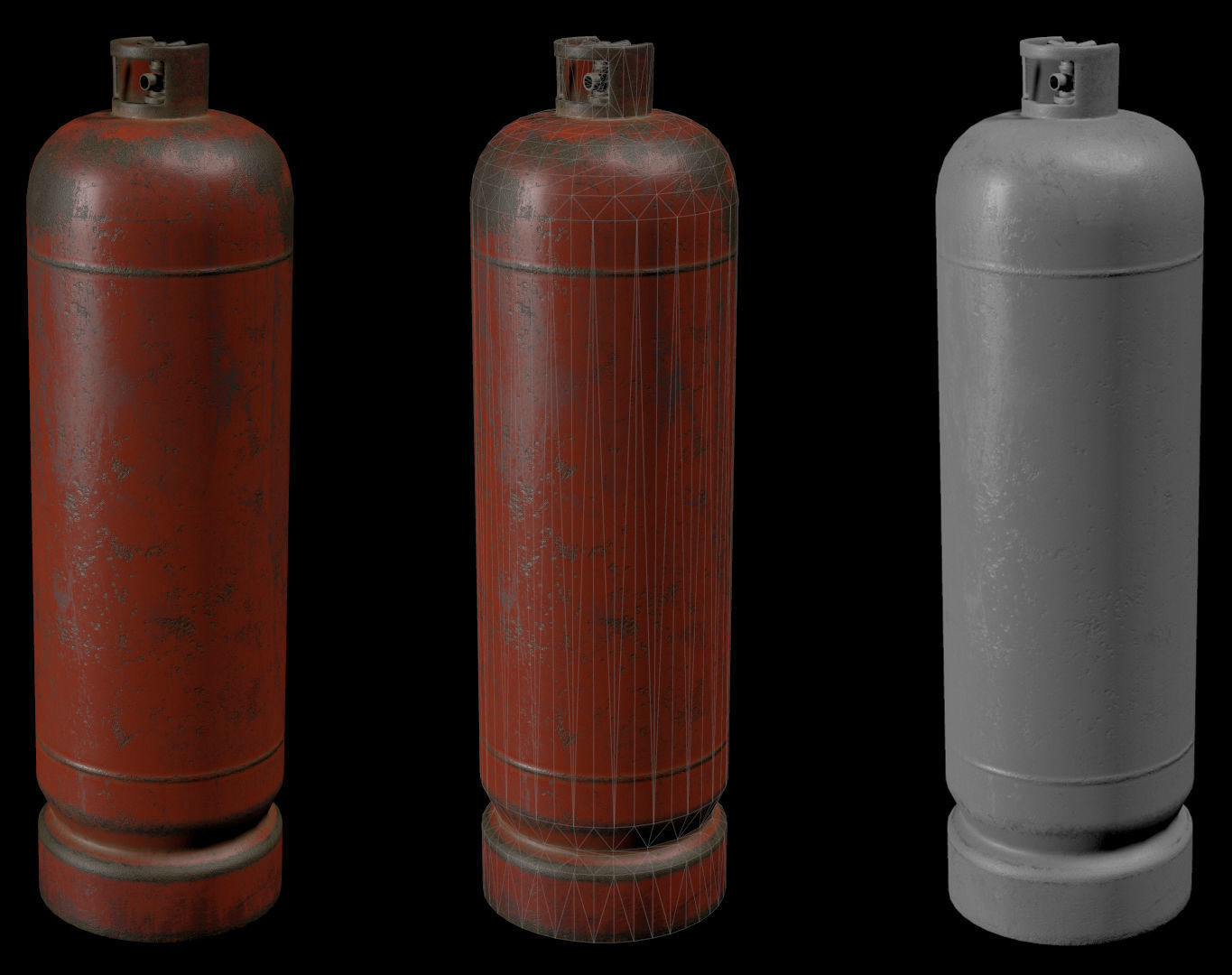 balloon old rusty fire extinguisher Low-poly 3D model_1