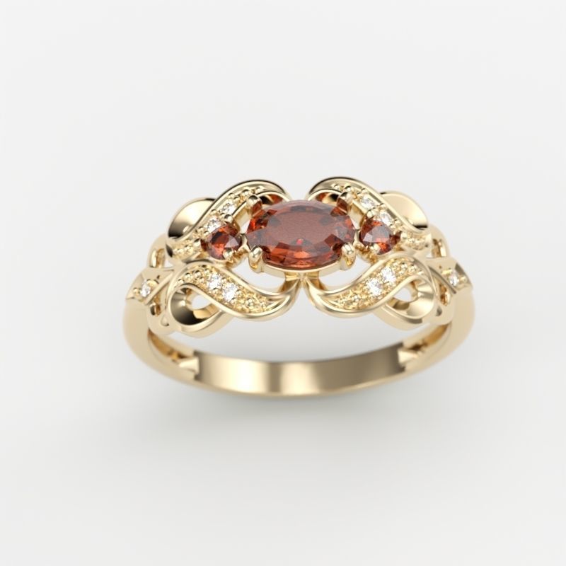 Women ring with sapphires and diamonds 3dm stl 3D print model 3D print model_8