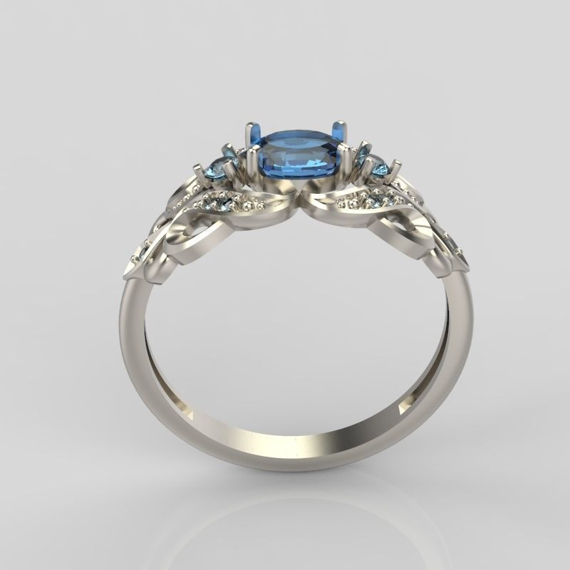 Women ring with sapphires and diamonds 3dm stl 3D print model 3D print model_16